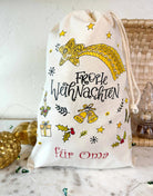 Geschenkbeutel mit Zugband "Frohe Weihnachten" mit Wunschname-RollinArt