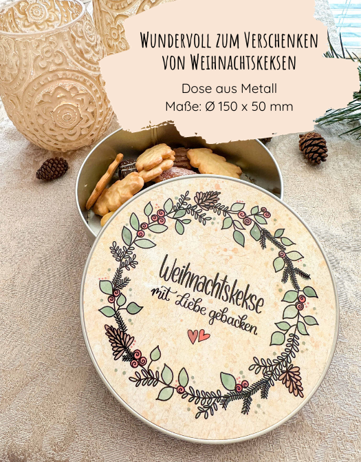 Metalldose rund "Weihnachtskekse"-RollinArt